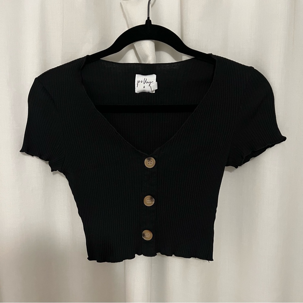 Button Down Ribbed Tee - image 1